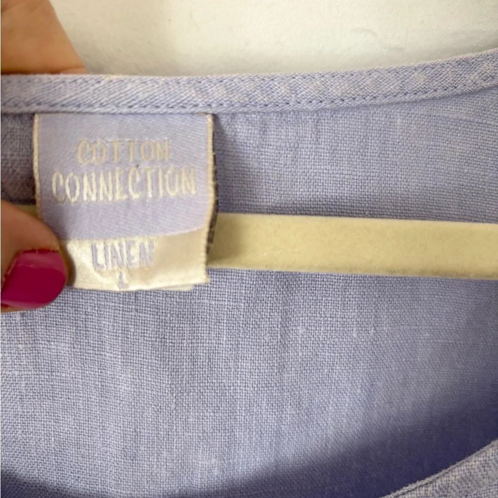 Purple Sleeveless linen Dress with Starfish Embroidery LARGE - Picture 3 of 8